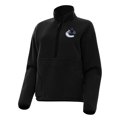 Women's Antigua Black Vancouver Canucks Figure Half-Zip Pullover Sweatshirt