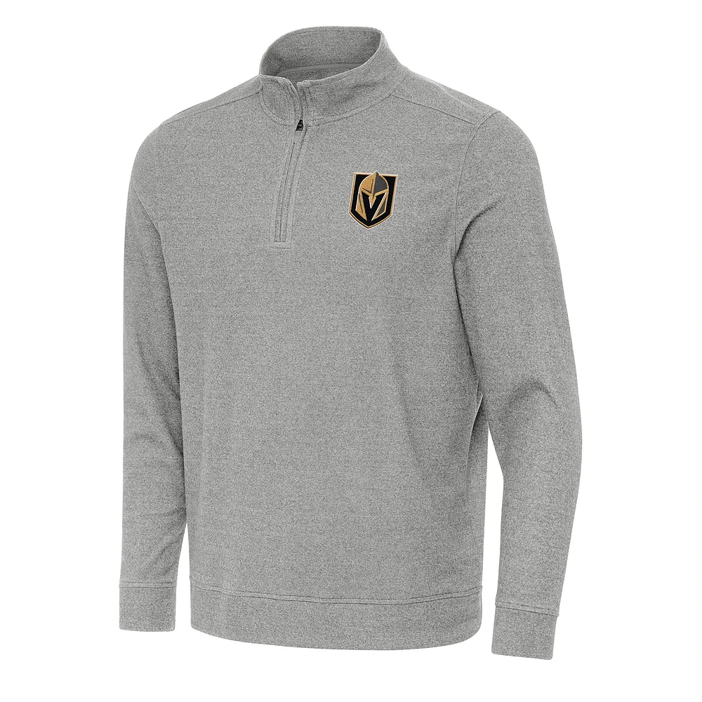 Men's Antigua Heather Vegas Golden Knights Subtle Quarter-Zip Sweatshirt