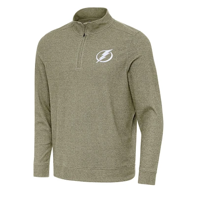 Men's Antigua Olive Tampa Bay Lightning Subtle Quarter-Zip Sweatshirt