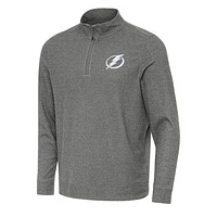 Men's Antigua Heather Black Tampa Bay Lightning Subtle Quarter-Zip Sweatshirt