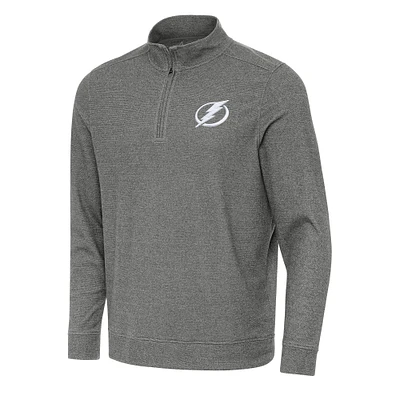 Men's Antigua Heather Black Tampa Bay Lightning Subtle Quarter-Zip Sweatshirt