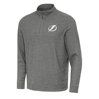 Men's Antigua Heather Black Tampa Bay Lightning Subtle Quarter-Zip Sweatshirt