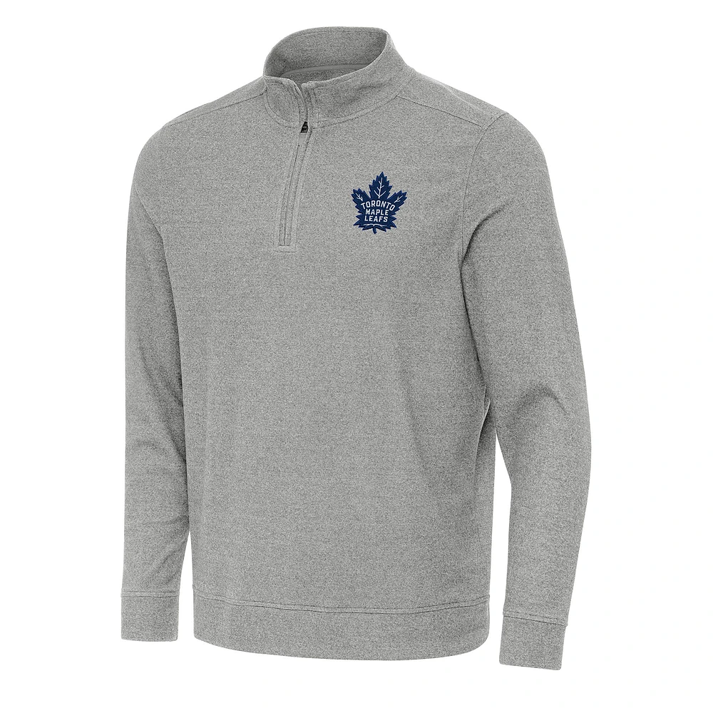 Men's Antigua Heather Toronto Maple Leafs Subtle Quarter-Zip Sweatshirt