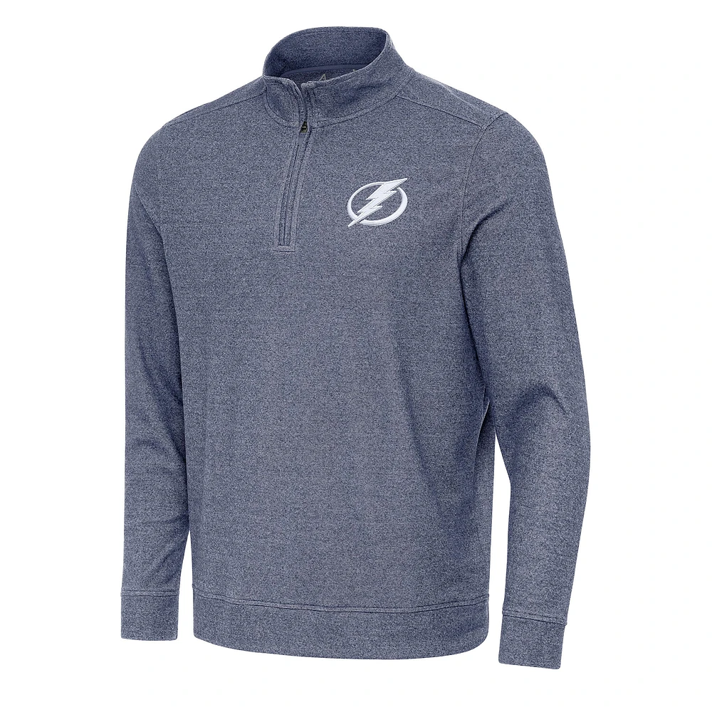 Men's Antigua Heather Navy Tampa Bay Lightning Subtle Quarter-Zip Sweatshirt