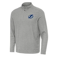 Men's Antigua Heather Gray Tampa Bay Lightning Subtle Quarter-Zip Sweatshirt