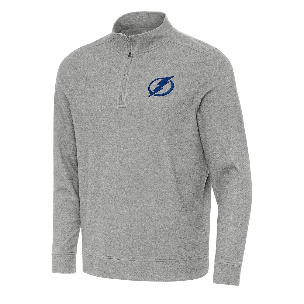 Men's Antigua Heather Gray Tampa Bay Lightning Subtle Quarter-Zip Sweatshirt