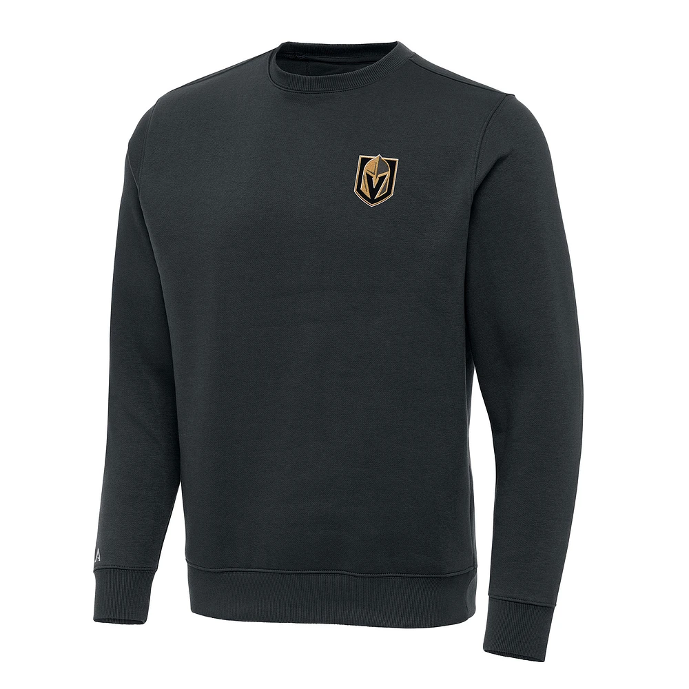 Men's Antigua Charcoal Vegas Golden Knights Victory Crewneck Pullover Sweatshirt