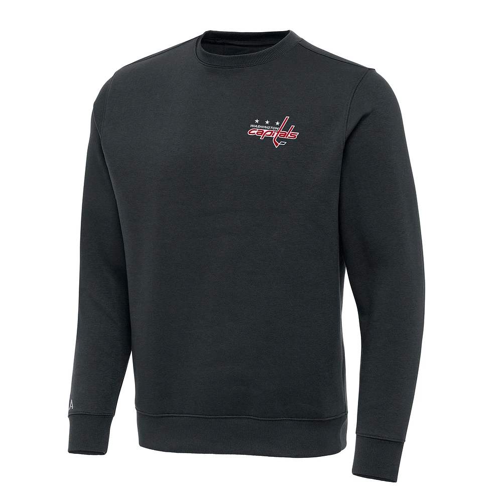 Men's Antigua Charcoal Washington Capitals Victory Crewneck Pullover Sweatshirt