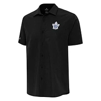 Men's Antigua  Black Toronto Maple Leafs Activate Woven Short Sleeve Button-Up Shirt