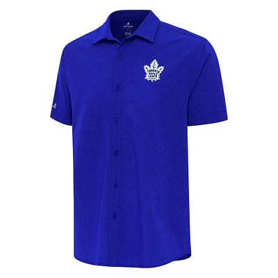 Men's Antigua  Royal Toronto Maple Leafs Activate Woven Short Sleeve Button-Up Shirt