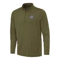Men's Antigua Olive Winnipeg Jets Reprocess Quarter-Zip Top