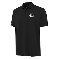 Men's Antigua Black Vancouver Canucks Reprocess Polo