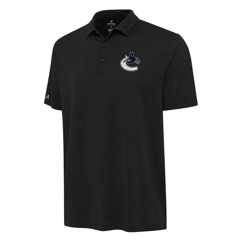 Men's Antigua Black Vancouver Canucks Reprocess Polo