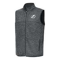 Men's Antigua Heather Gray Tampa Bay Lightning Fortune Full-Zip Vest