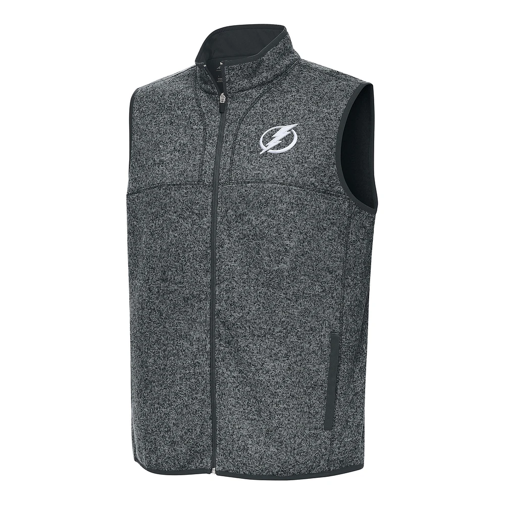Men's Antigua Heather Gray Tampa Bay Lightning Fortune Full-Zip Vest