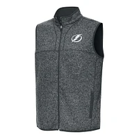 Men's Antigua Heather Gray Tampa Bay Lightning Fortune Full-Zip Vest