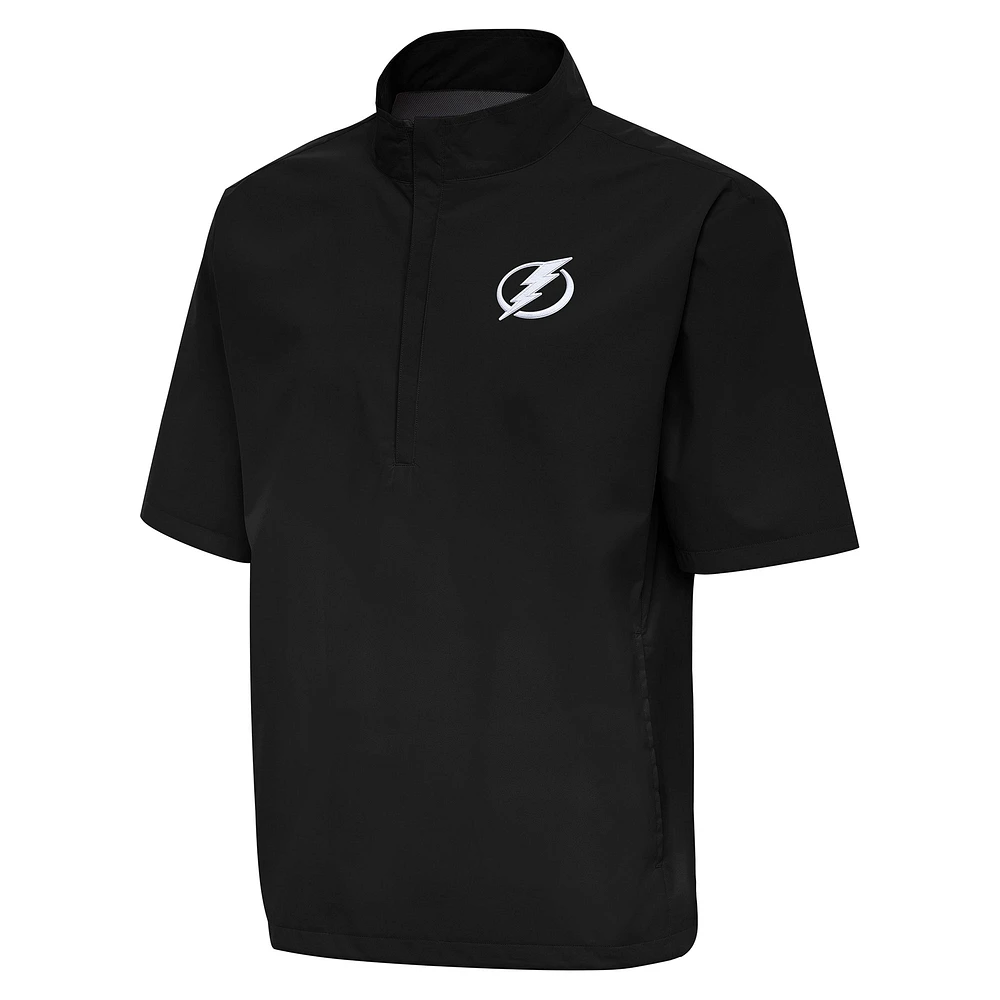 Men's Antigua Black Tampa Bay Lightning Brisk Quarter-Zip Windbreaker