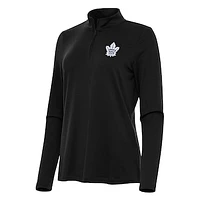 Women's Antigua Black Toronto Maple Leafs Reprocess Quarter-Zip Top