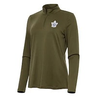 Women's Antigua Olive Toronto Maple Leafs Reprocess Quarter-Zip Top