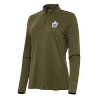 Women's Antigua Olive Toronto Maple Leafs Reprocess Quarter-Zip Top
