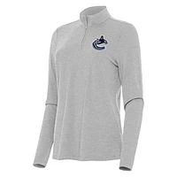 Women's Antigua Heather Vancouver Canucks Bright Quarter-Zip Top