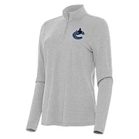 Women's Antigua Heather Vancouver Canucks Bright Quarter-Zip Top