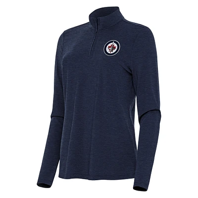 Women's Antigua  Heather Navy Winnipeg Jets Bright Quarter-Zip Top