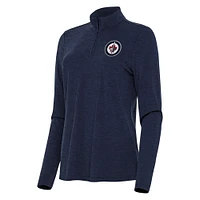 Women's Antigua  Heather Navy Winnipeg Jets Bright Quarter-Zip Top