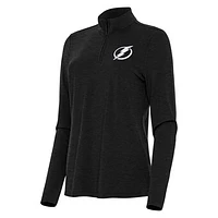 Women's Antigua  Heather Black Tampa Bay Lightning Bright Quarter-Zip Top