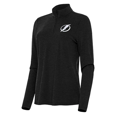 Women's Antigua  Heather Black Tampa Bay Lightning Bright Quarter-Zip Top