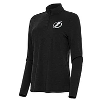 Women's Antigua  Heather Black Tampa Bay Lightning Bright Quarter-Zip Top
