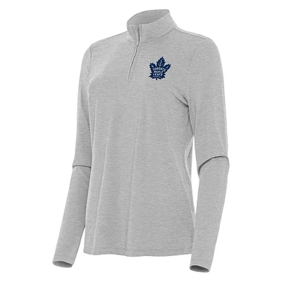 Women's Antigua  Heather Gray Toronto Maple Leafs Bright Quarter-Zip Top