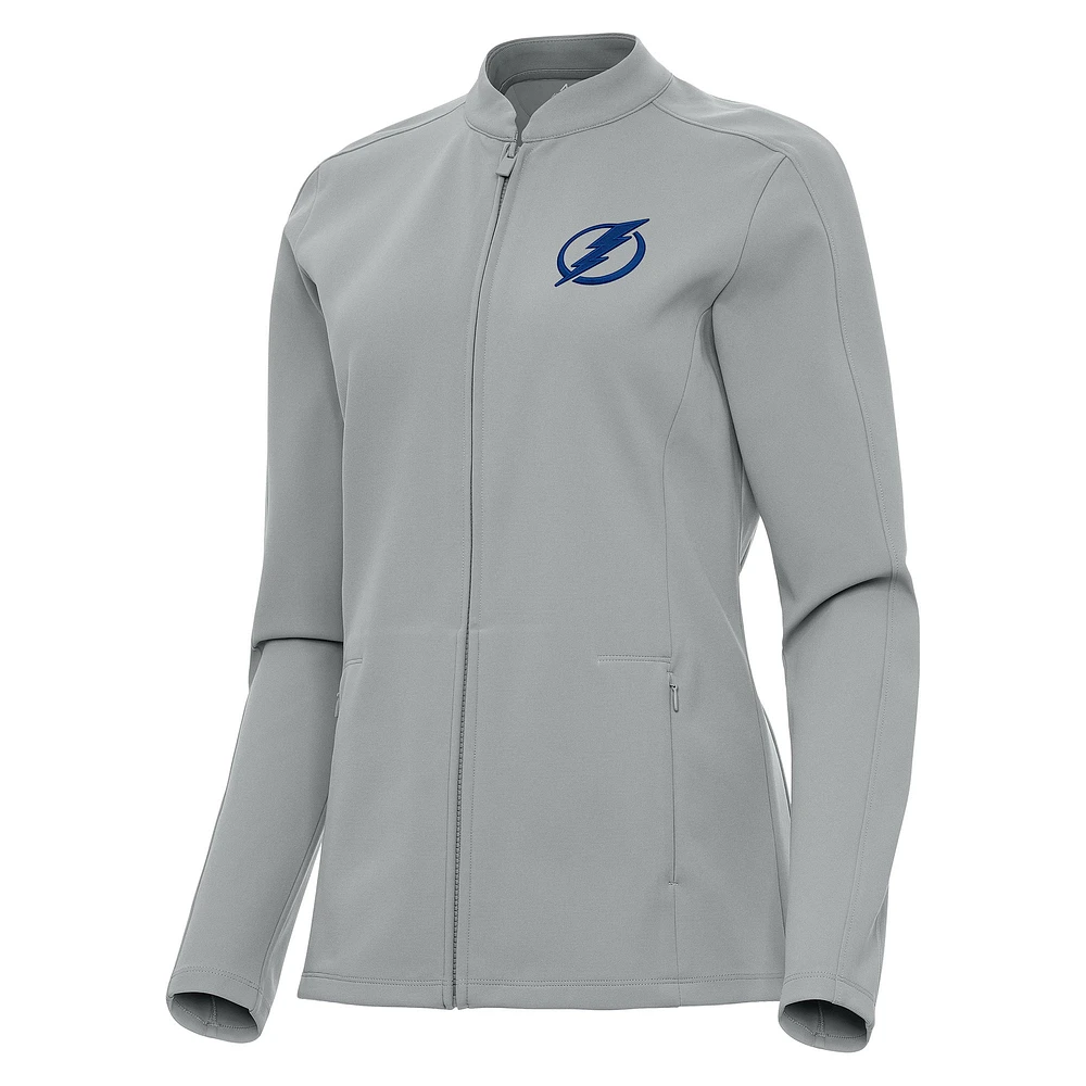 Women's Antigua Gray Tampa Bay Lightning Regard Full-Zip Jacket