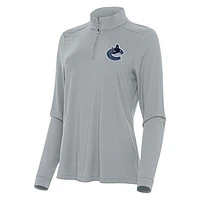 Women's Antigua Gray Vancouver Canucks Intent Quarter-Zip Top