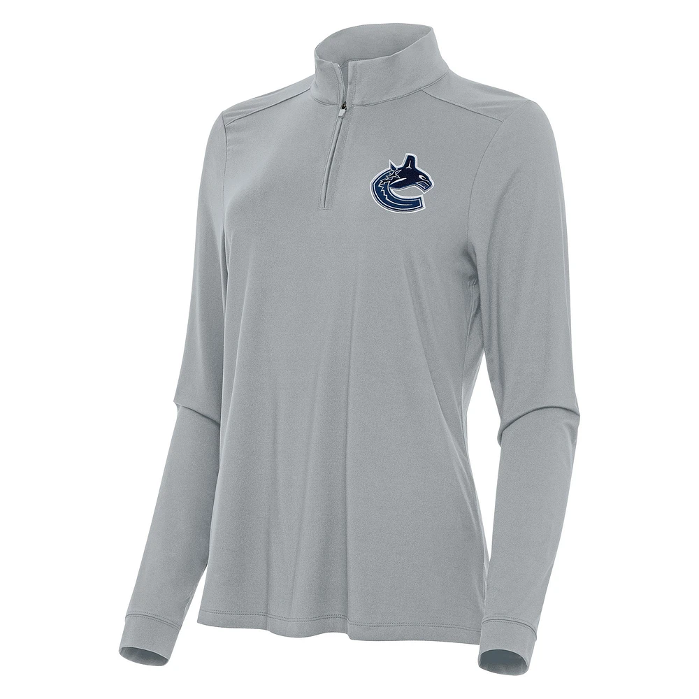 Women's Antigua Gray Vancouver Canucks Intent Quarter-Zip Top