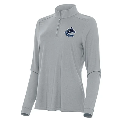 Women's Antigua Gray Vancouver Canucks Intent Quarter-Zip Top