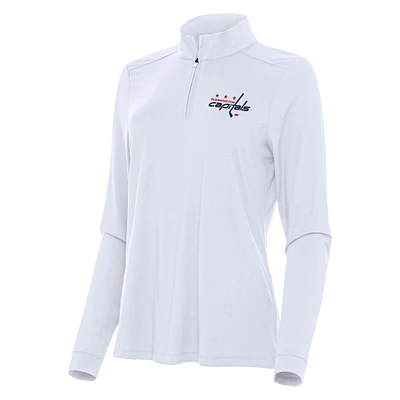 Women's Antigua White Washington Capitals Intent Quarter-Zip Top