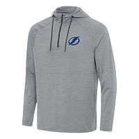 Men's Antigua Heather Gray Tampa Bay Lightning Spikes Quarter-Zip Hoodie