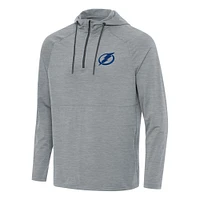 Men's Antigua Heather Gray Tampa Bay Lightning Spikes Quarter-Zip Hoodie