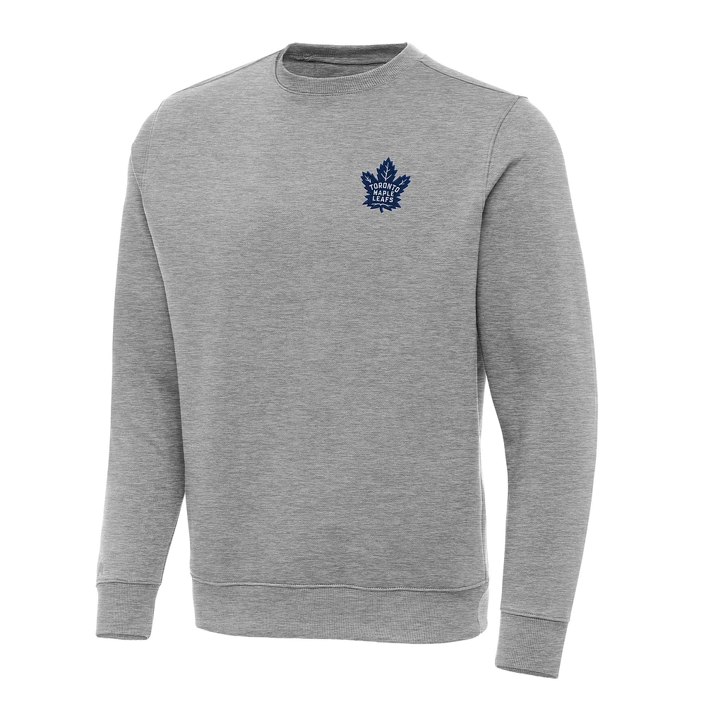 Men's Antigua Heather Gray Toronto Maple Leafs Big & Tall Victory Crewneck Pullover Sweatshirt