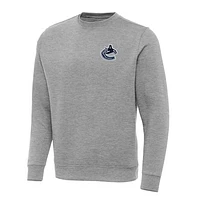 Men's Antigua Heather Gray Vancouver Canucks Big & Tall Victory Crewneck Pullover Sweatshirt