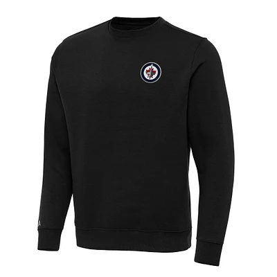 Men's Antigua Black Winnipeg Jets Big & Tall Victory Crewneck Pullover Sweatshirt