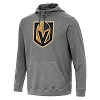 Men's Antigua Heather Black Vegas Golden Knights Cloud Pullover Hoodie