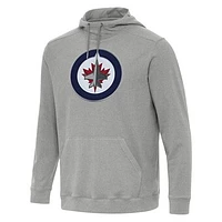Men's Antigua Heather Gray Winnipeg Jets Cloud Pullover Hoodie