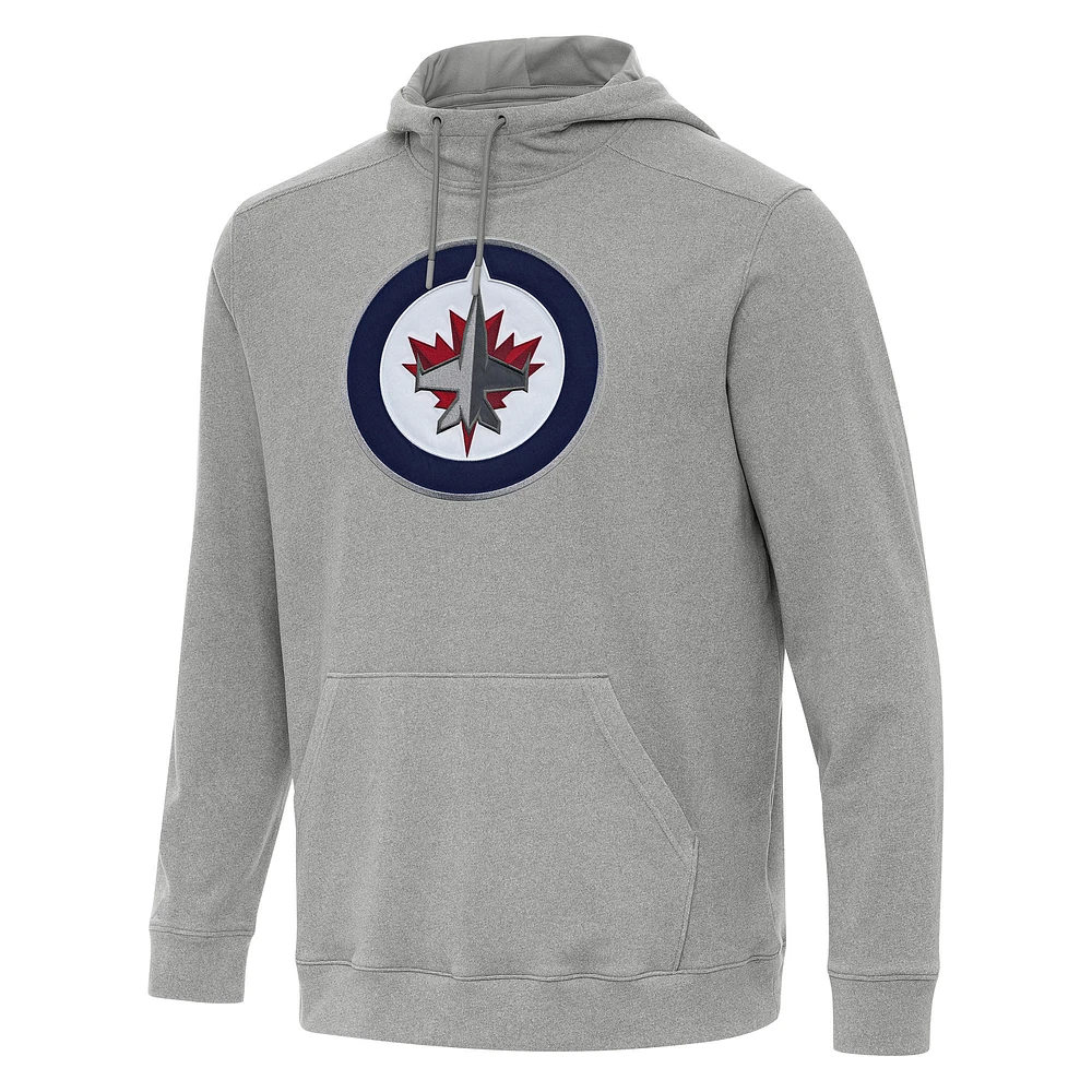 Men's Antigua Heather Gray Winnipeg Jets Cloud Pullover Hoodie