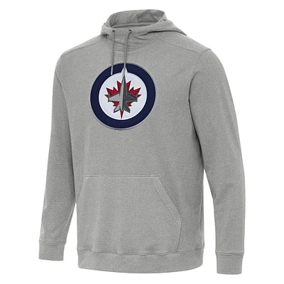 Men's Antigua Heather Gray Winnipeg Jets Cloud Pullover Hoodie