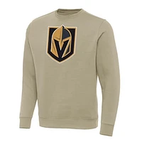 Men's Antigua Khaki Vegas Golden Knights Victory Crewneck Pullover Sweatshirt