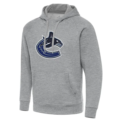 Men's Antigua Heather Gray Vancouver Canucks Big & Tall Victory Pullover Hoodie