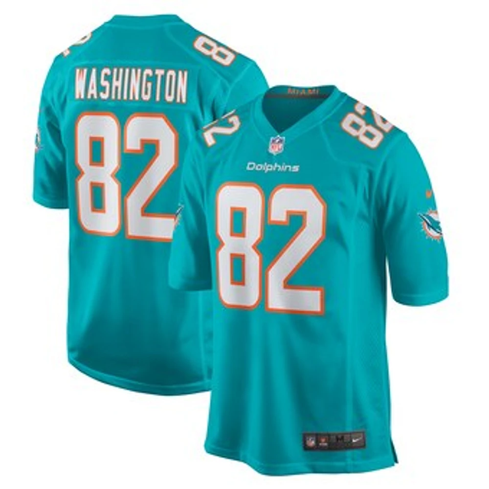 Men's Nike Tahj Washington  Aqua Miami Dolphins Game Jersey