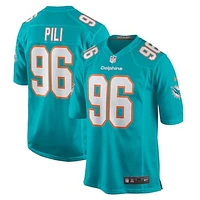 Men's Nike Brandon Pili  Aqua Miami Dolphins Game Jersey